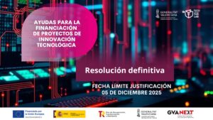 Resolución definitiva Convocatoria de Ayudas para la financiación de proyectos de innovación tecnológica